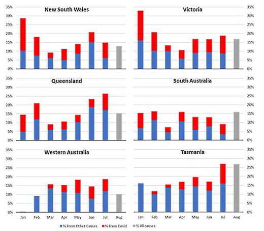 Click to enlarge monthly excess deaths australia 2022