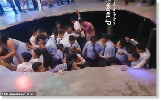 Once the dust settled and the students got to their feet they started clambering out of the hole