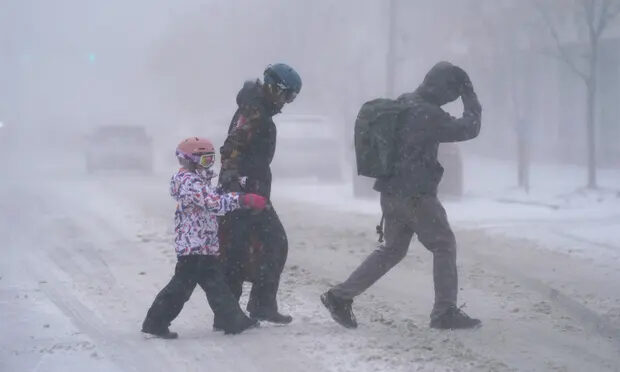 Pedestrians in Buffalo, New York in 2022 winter