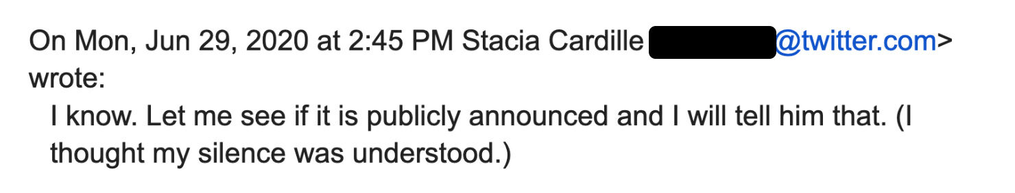 Twitter executive email