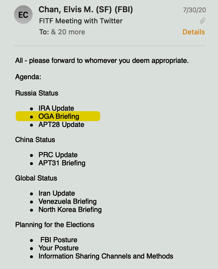 Foreign Influence Task Force (FITF) emails