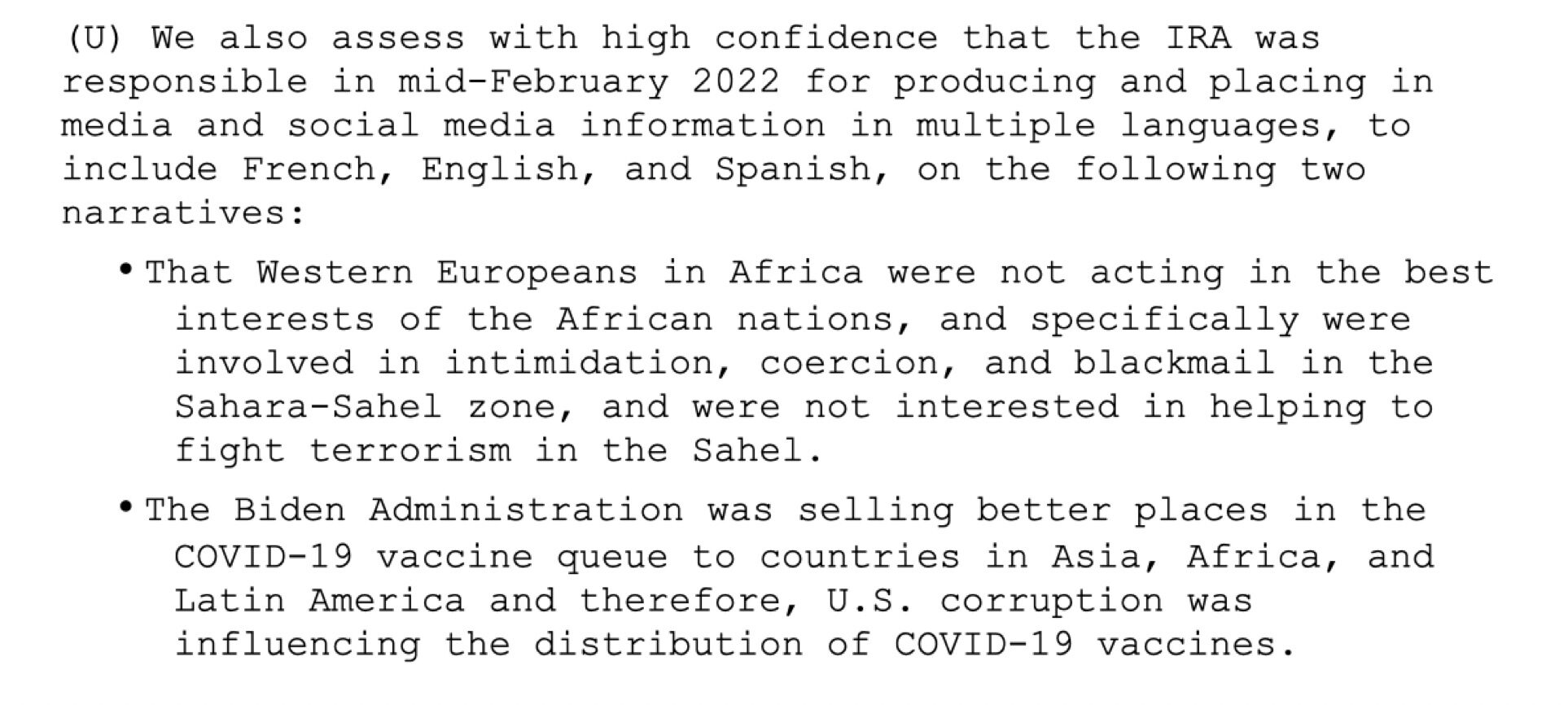 Another report asserts a list of accounts accusing the “Biden administration” of “corruption” in vaccine distribution are part of a Russian influence campaign