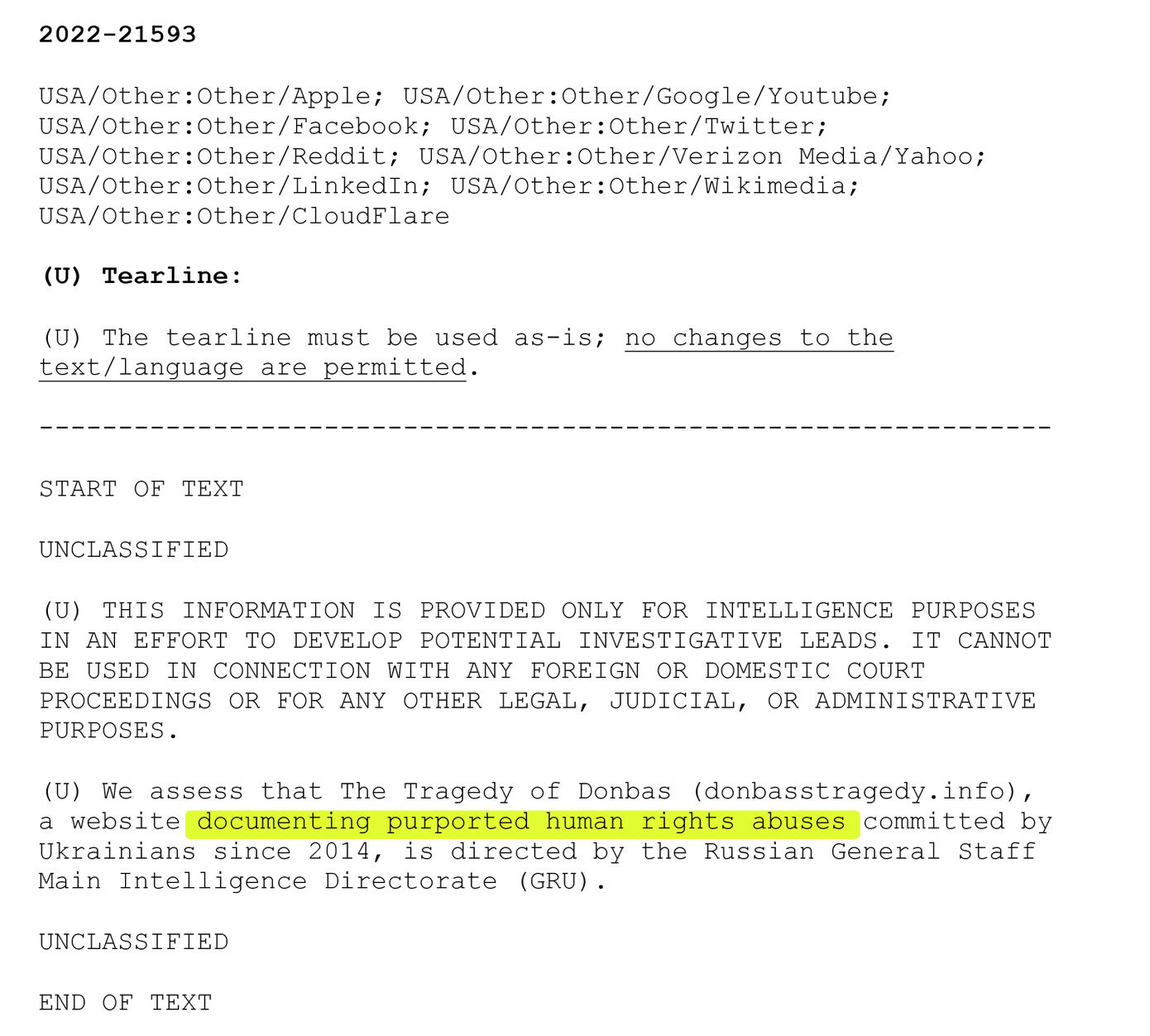One report says a site “documenting purported rights abuses committed by Ukrainians” is directed by Russian agents