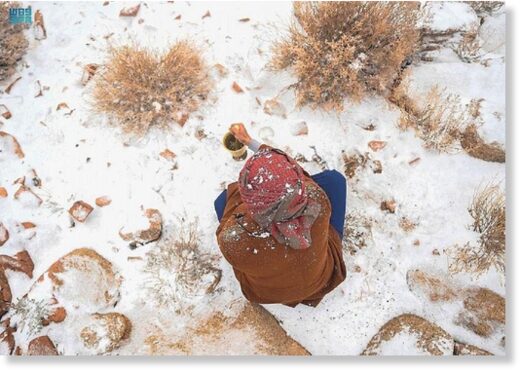 Snow falls in Tabuk in Saudi Arabia