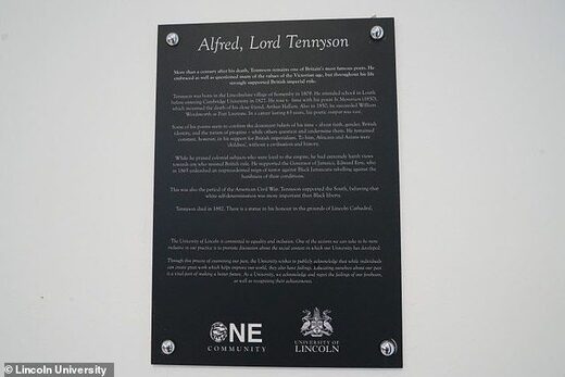 Click to enlarge tennyson poet plaque inclusive woke students