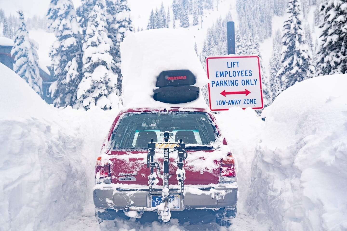 An Alta Ski Patroller had to dig out their car after the storm