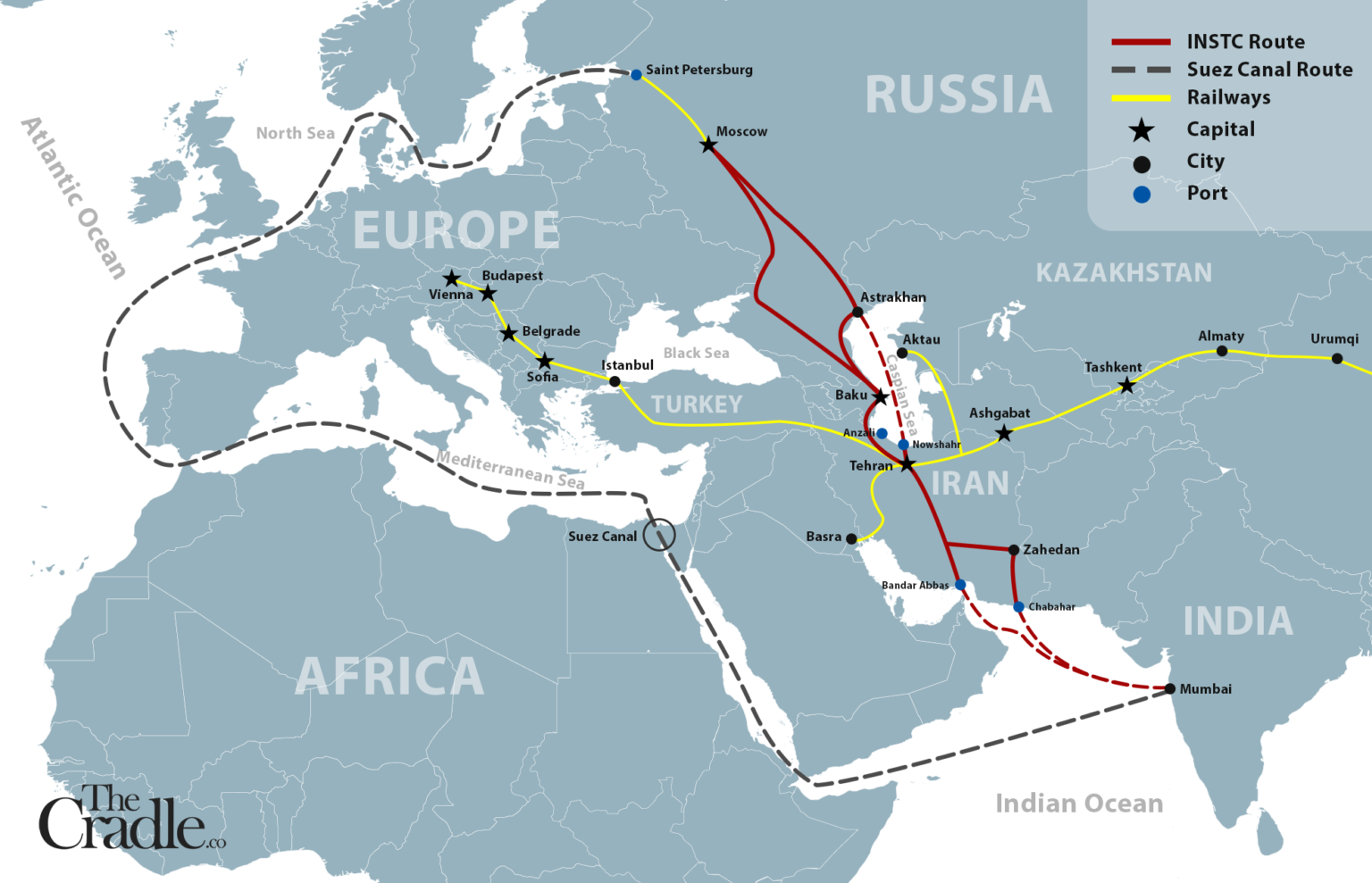 Click to enlarge Map of INSTC