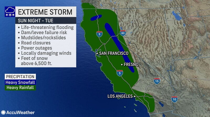 Click to enlarge flood danger california january 2023
