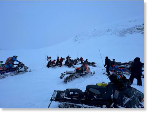 Click to enlarge One snowmobiler died and another was missing Saturday after becoming buried in an avalanche in unincorporated Grand County, Colorado, officials said.