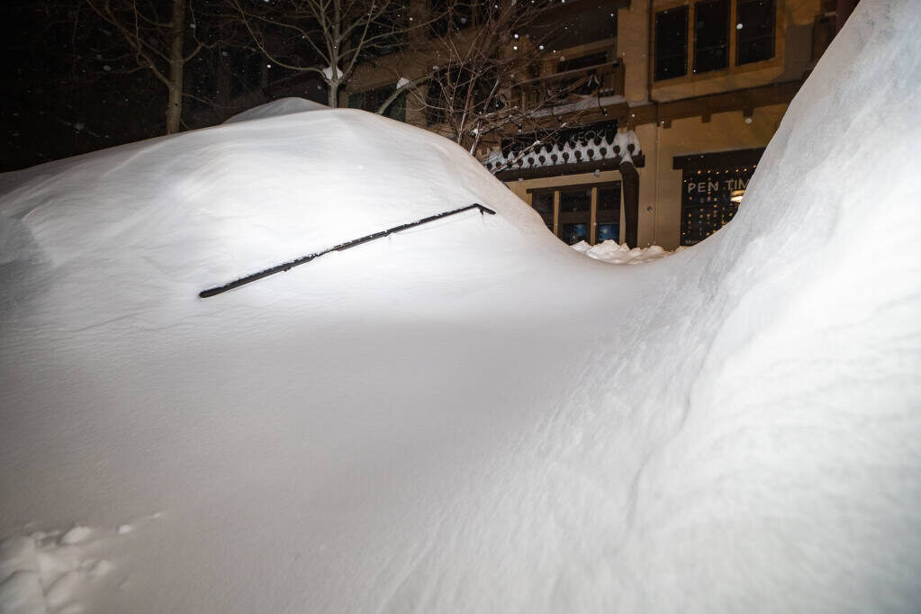 Click to enlarge Snow drifts at Palisades Tahoe in Olympic Valley in the early morning hours Wednesday, Jan. 11, 2023.