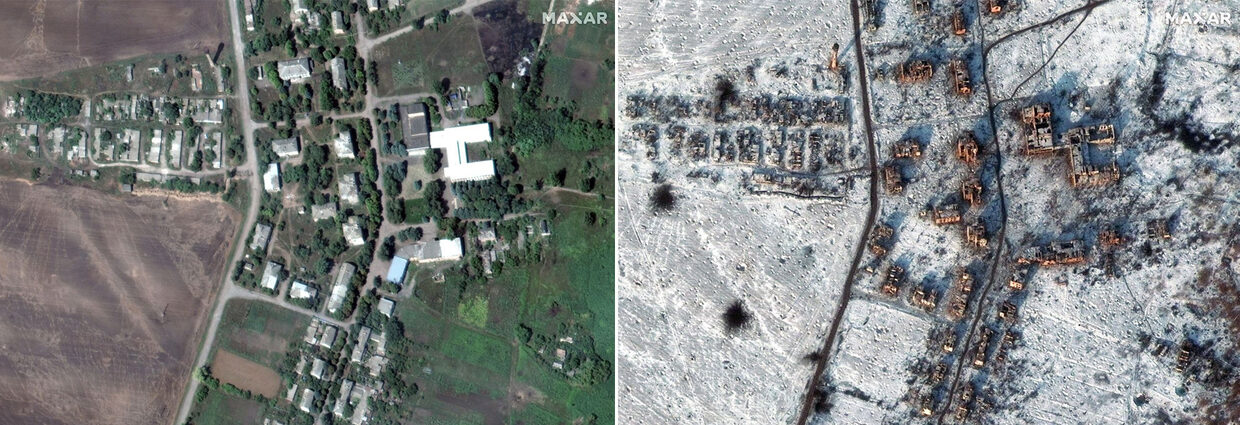 Click to enlarge before after tree cover soledar ukraine war