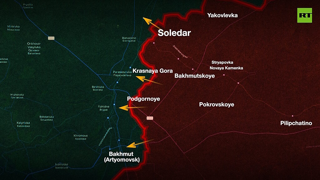 Click to enlarge map soledar ukraine russia wagners