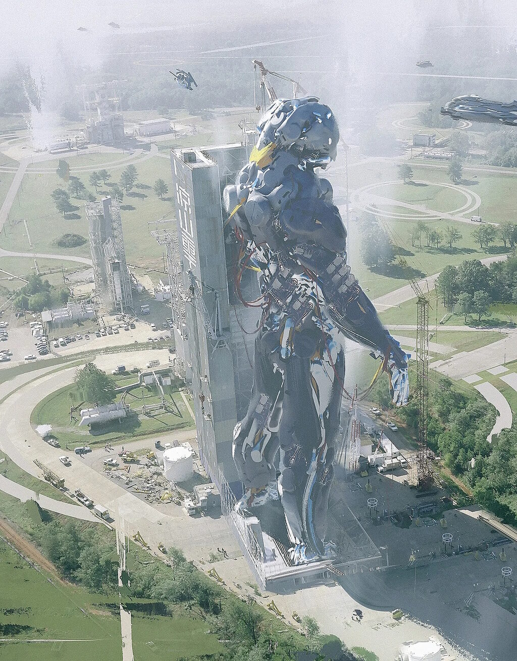 Click to enlarge cyborg monument fantasy painting