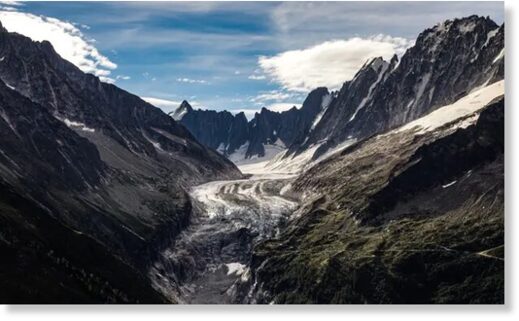 Click to enlarge The Argentière Glacier in the French Alps, one of the Mont Blanc range’s biggest glaciers.