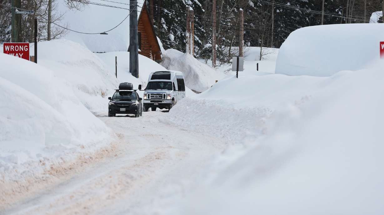 Motorists drive near Brighton Ski Resort