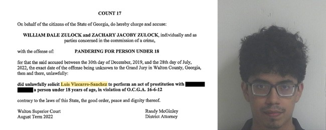 Click to enlarge Count 17 of the indictment naming Vizcarro-Sanchez