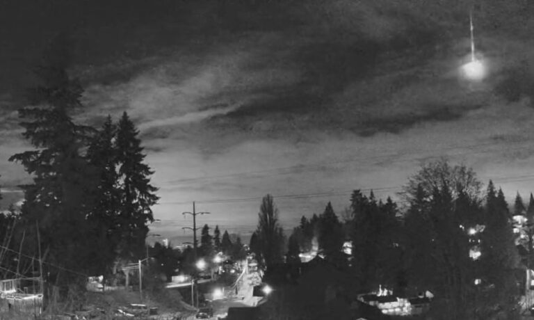 Corey Clarke’s webcam captured the flash of a meteor.