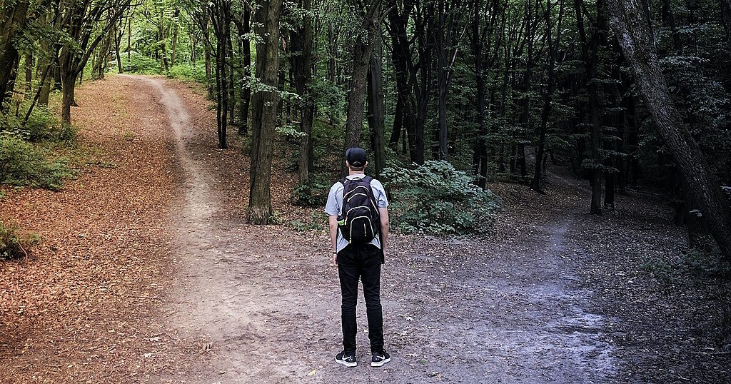 hiker in woods free will