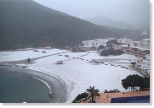 Snow on the beach in Ibiza.