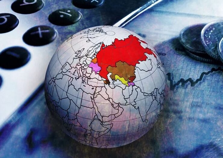 Russia on Globe
