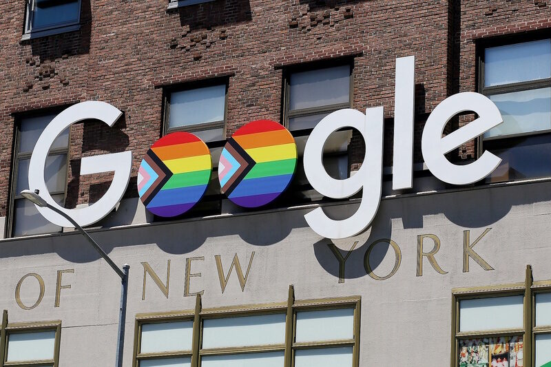 Click to enlarge woke google rainbow flag