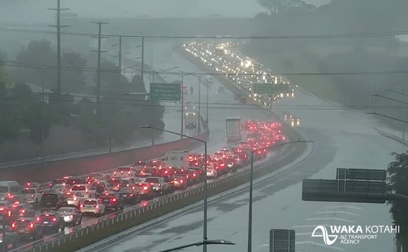 Click to enlarge Flooding blocked highways around Auckland after record rain on 27 January 2023.