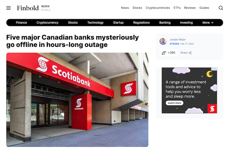Click to enlarge Canadian banks go offline
