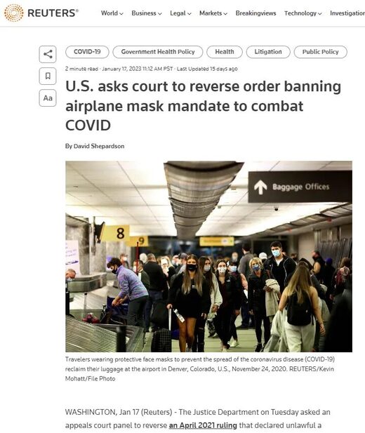 reuters headline mask mandate