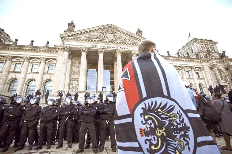 protester old german imperial flag