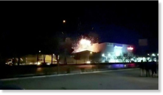 Click to enlarge A drone exploding over a Defense Ministry workshop in the central Iranian city of Isfahan, on January 29, 2023