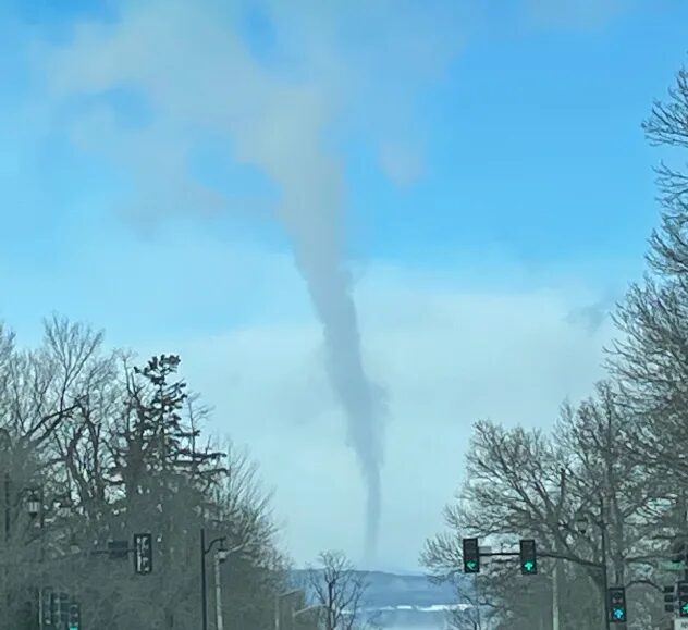 Click to enlarge A steam devil was seen churning over Lake Champlain from Burlington, Vermont, on Friday, Feb. 3, 2023.