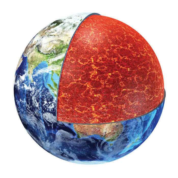 Earth with the upper mantle revealed