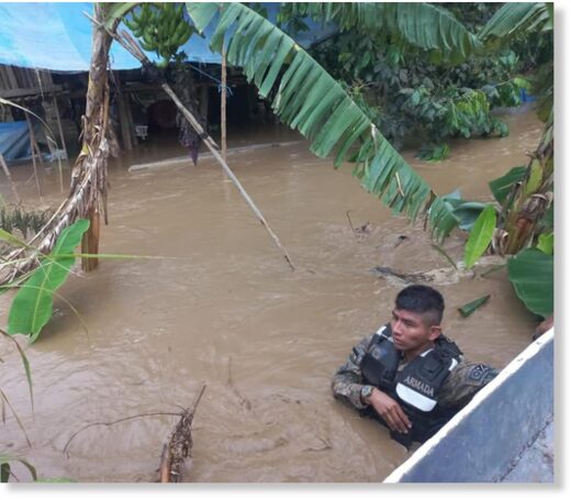 Floods in Guanay, La Paz Department, Bolivia, February 2023.
