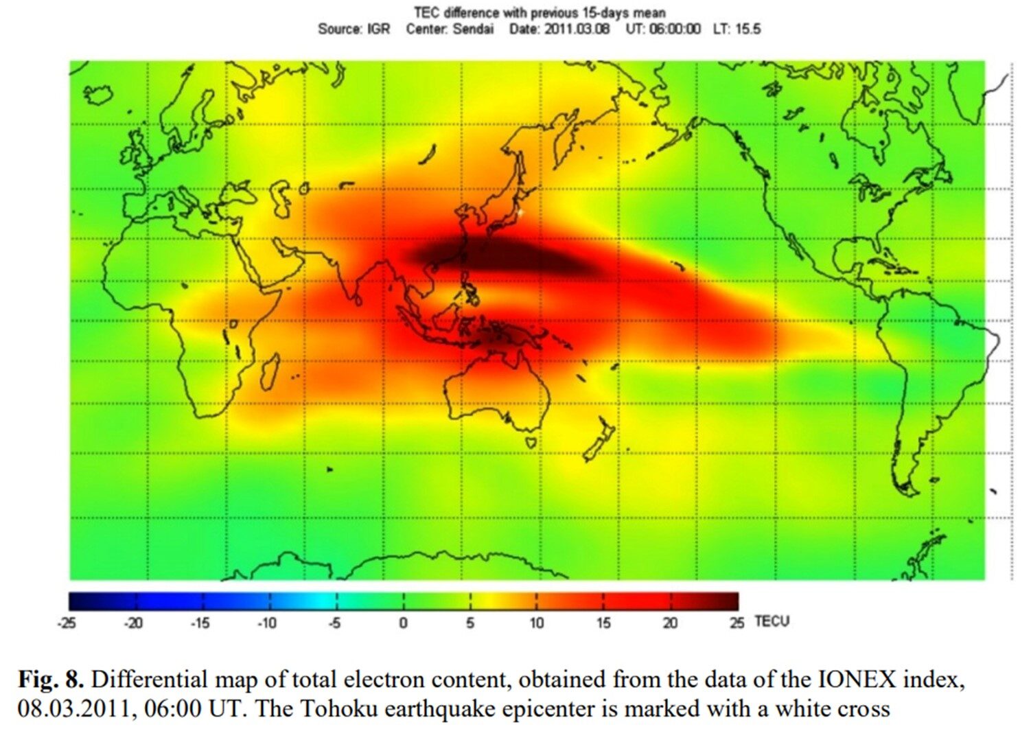 Click to enlarge Electron flow from the 9.1 earthquake that struck Tohoku Japan