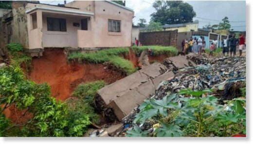 Floods and torrential rain damaged homes in Maputo, Mozambique, February 2023.