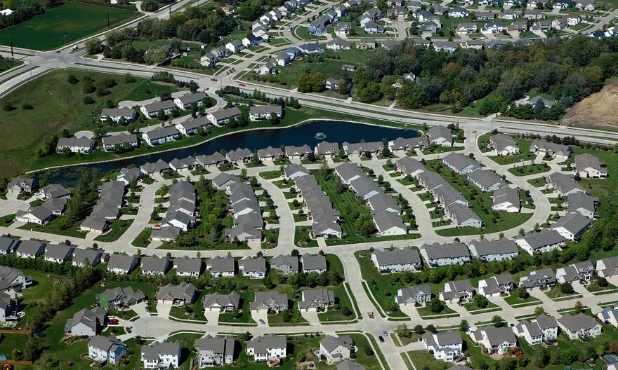 aerial photo midwest neighborhood