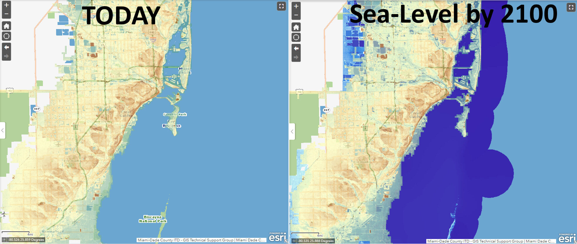Click to enlarge projected sea level rise Miami 2100