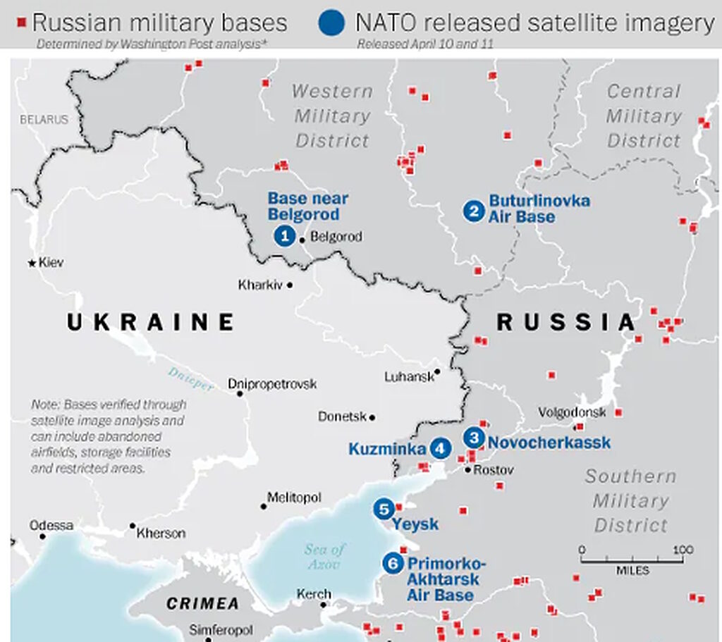 Click to enlarge map of russian military locations ukraine border