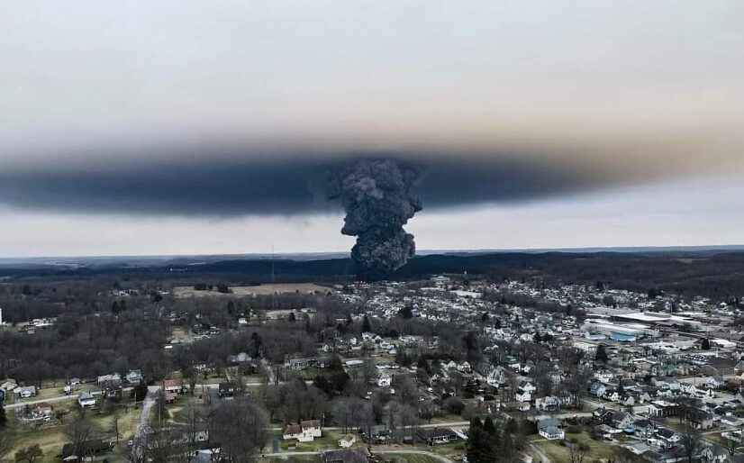 ohio train derailment toxic chemicals burning