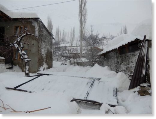 Click to enlarge A view shows the area affected by an avalanche in Gorno-Badakhshan region, Tajikistan, February 15, 2023. Committee of Emergency Situations and Civil Defense of Tajikistan
