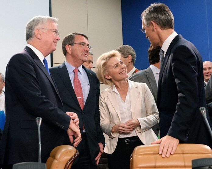Click to enlarge Jens Stoltenberg Michael Fallon Ash Carter von der Leyen