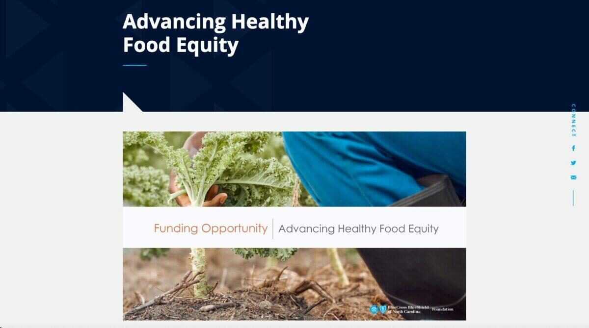Click to enlarge web page food equity grant program blue cross