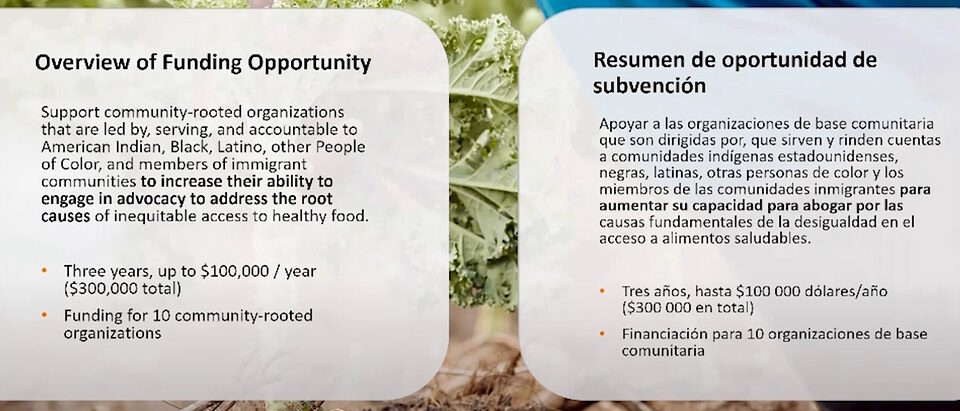 Click to enlarge discrimination food grant program blue cross