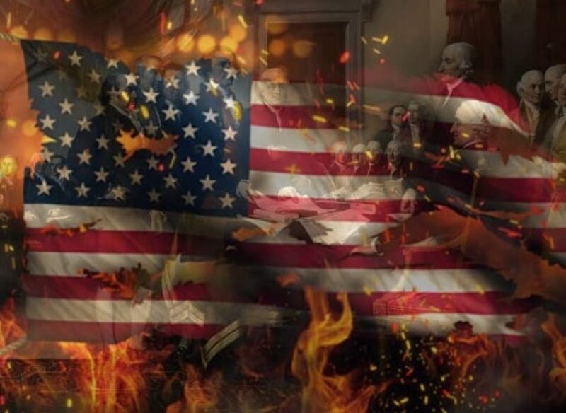 Click to enlarge burning flag