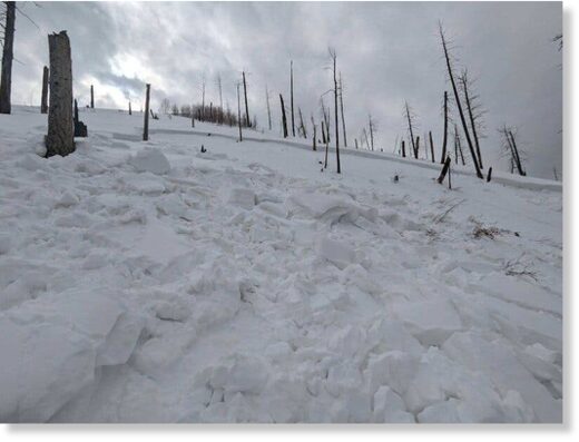 Click to enlarge The aftermath of an avalanche near the Vallecito Reservoir in Colorado, where two backcountry skiers were killed this weekend.