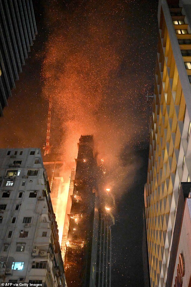 hong kong fire skyscraper