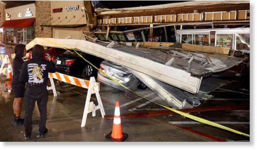 Click to enlarge The roof of the La Azteca grocery store in Little