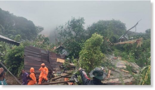 Landslide damage in Serasan District,