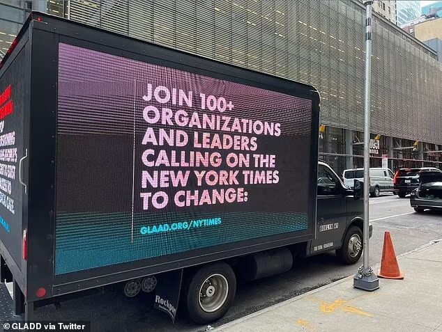 new york times protest billboard truck