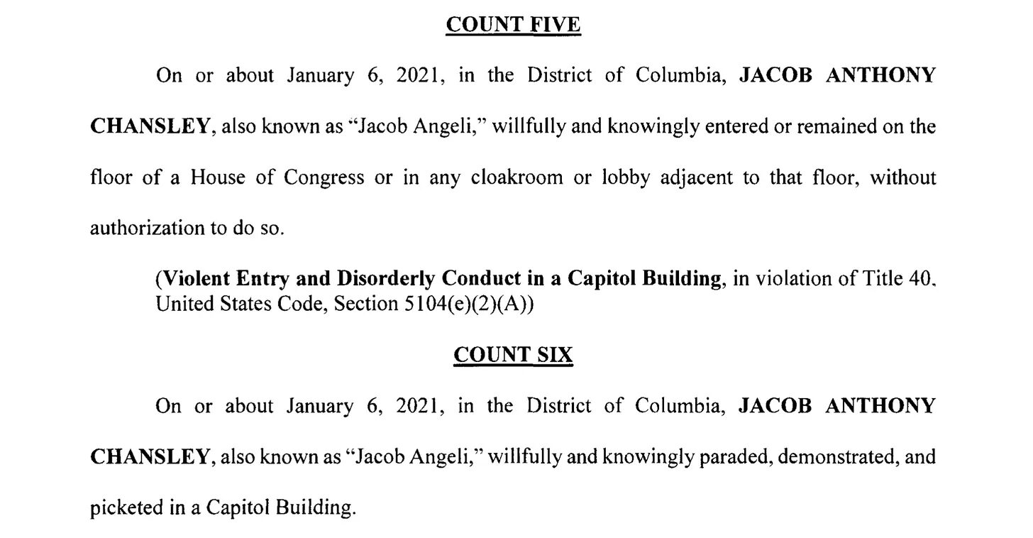 jacob chansley indictment